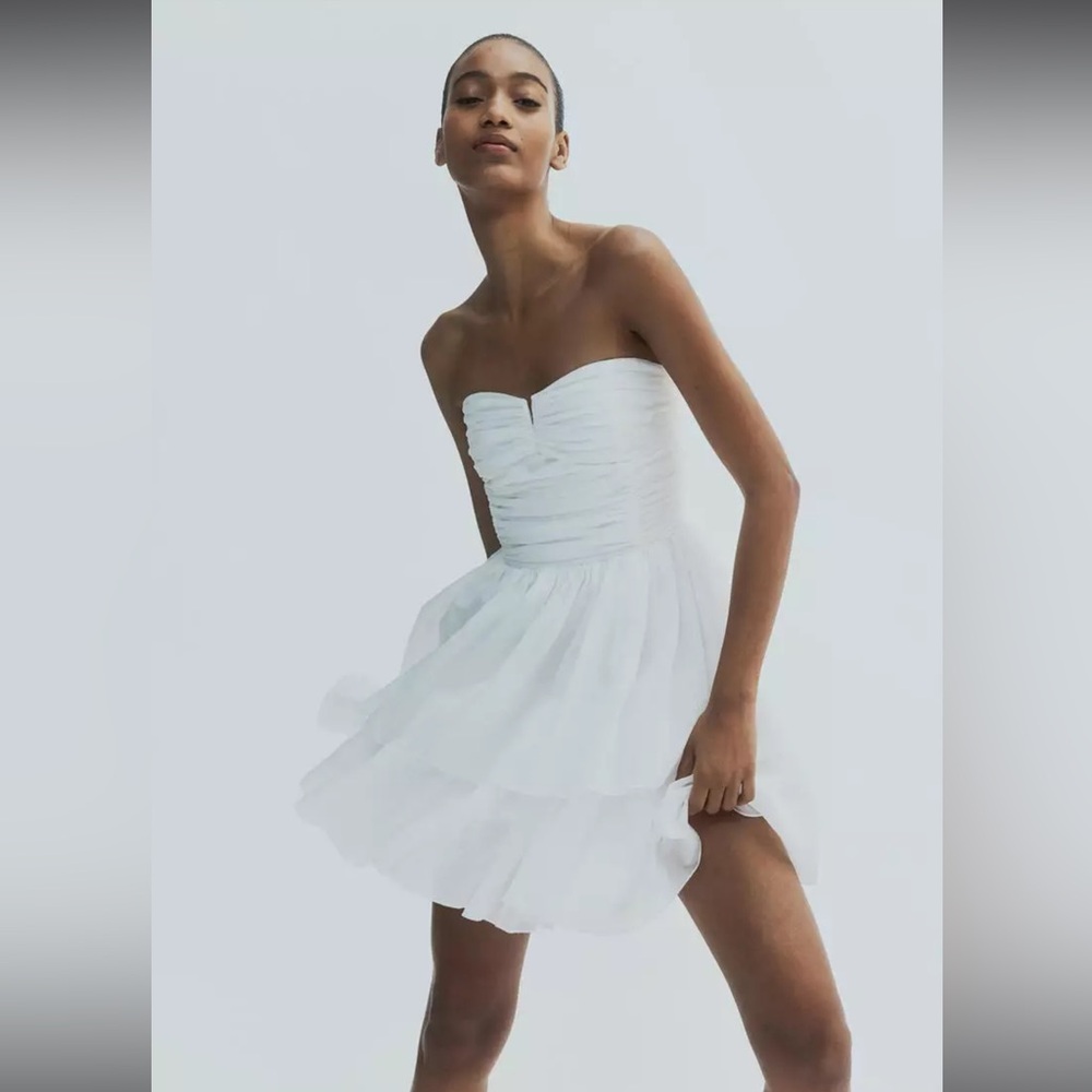 H&M Flared-skirt bandeau dress